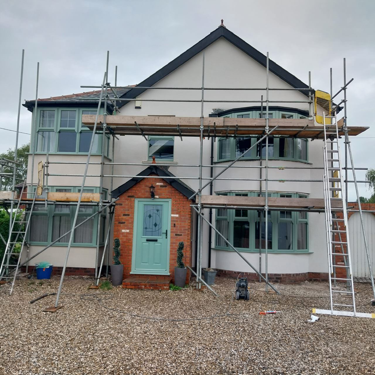 Smooth external silicone render finish on a home near Preston
